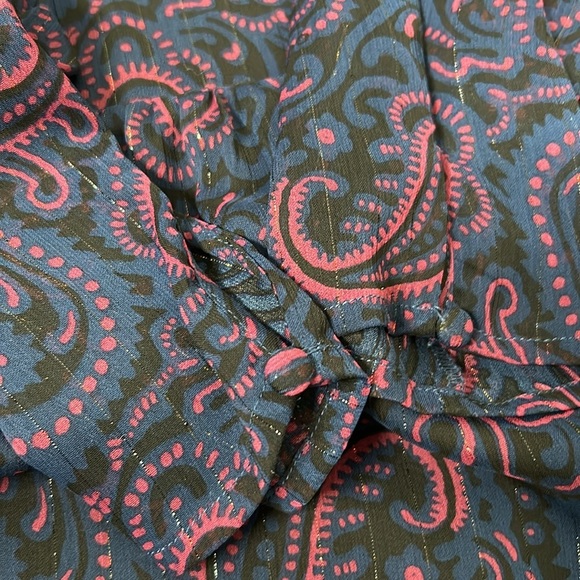 ModCloth Pink Navy Black and Gold Paisley Mini Dress Long Sleeves Size Small - Picture 13 of 13